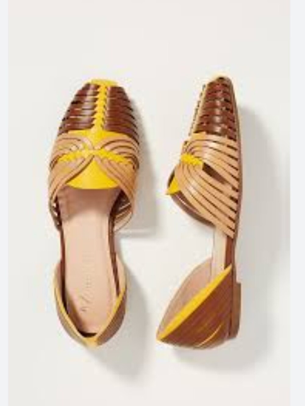 Anthropologie Yellow and Tan Leyla Woven Flats Size 39